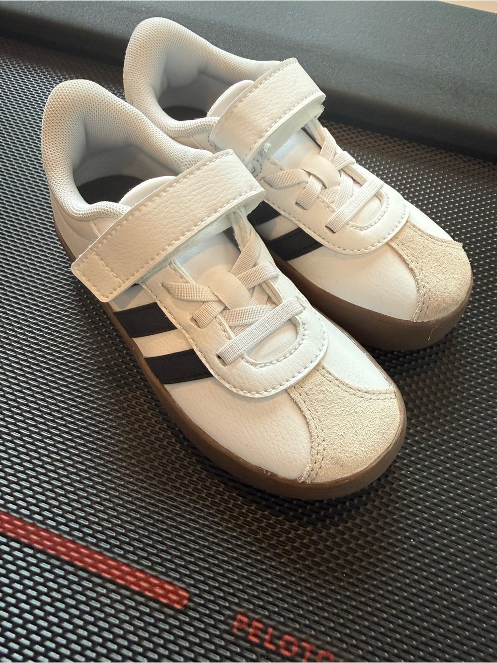 adidas sambas Originals Kids White and Black Velcro Sneakers with Gum Sole